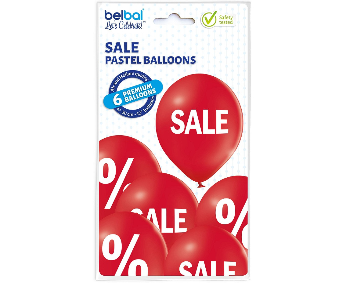 Balloons Belbal 12", D11, sale red, 6pcs